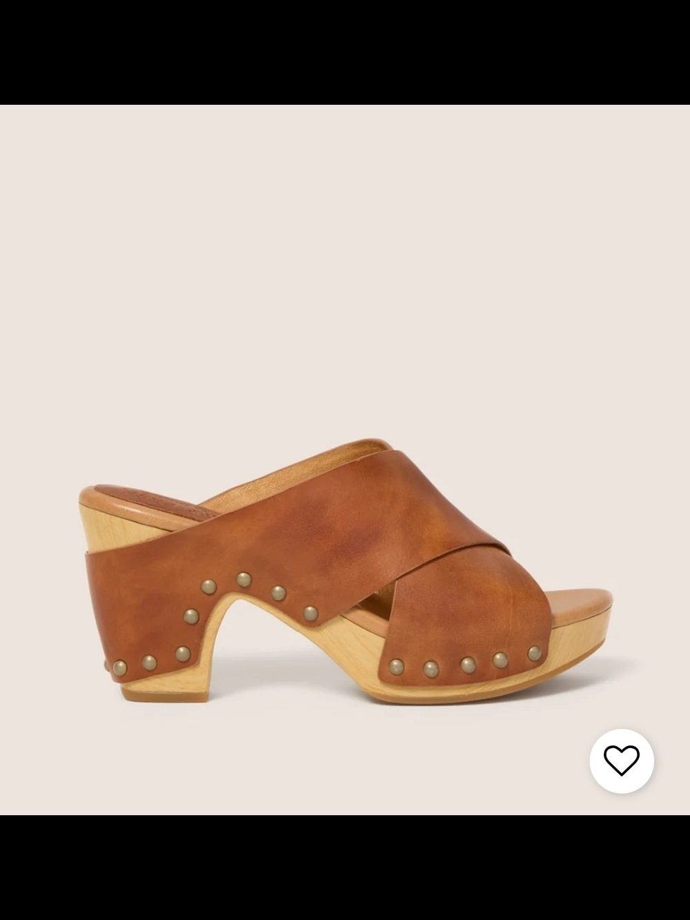 Kork-Ease Gracie Wooden Heel Cognac Leather Crossover Platform Mules - Picture 5 of 7